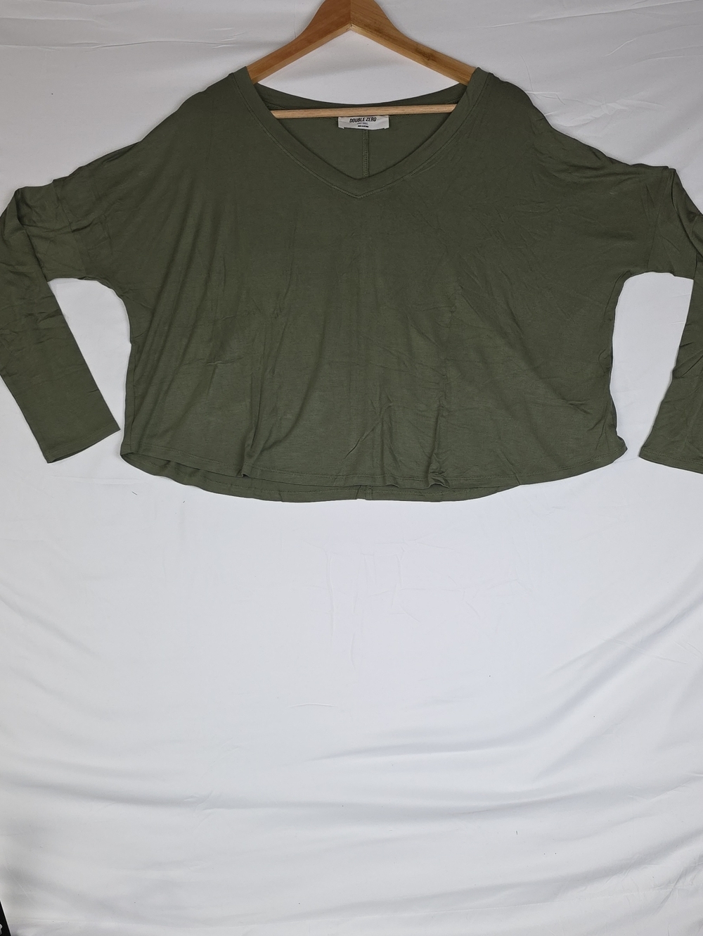 Double Zero Olive Green V-Neck Long Sleeve Top Small
